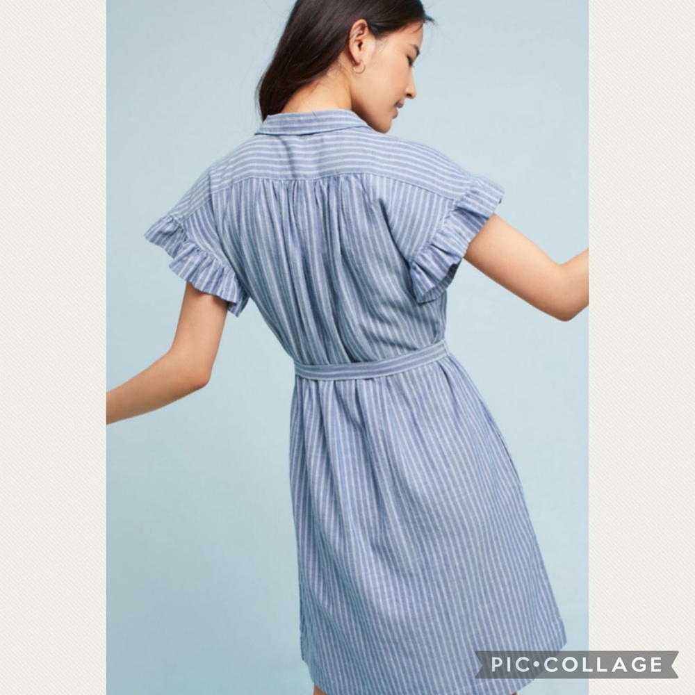 Anthropologie Isabella Sinclair Piper Flutter-Sleeve Shirtdress - Picture 3 of 9